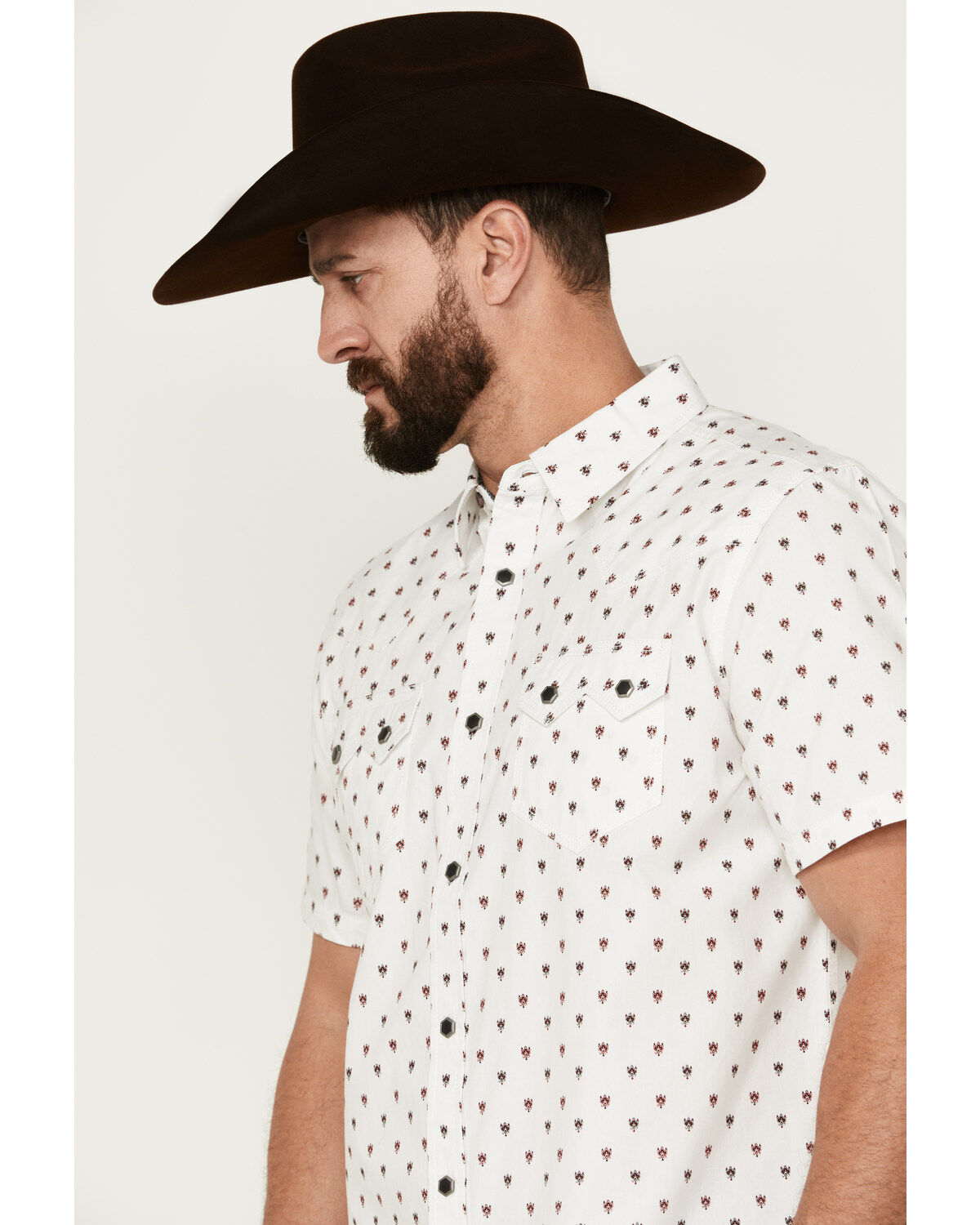 Moonshine Spirit Men's Ace Geo Print Short Sleeve Snap Western Shirt