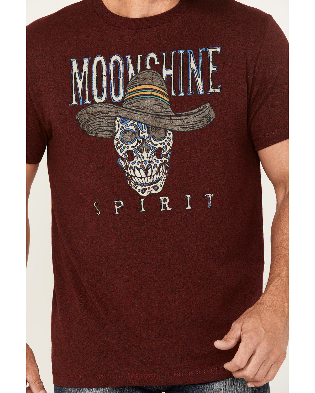 Moonshine Spirit Men's Sombrero Skull Short Sleeve Graphic T-Shirt