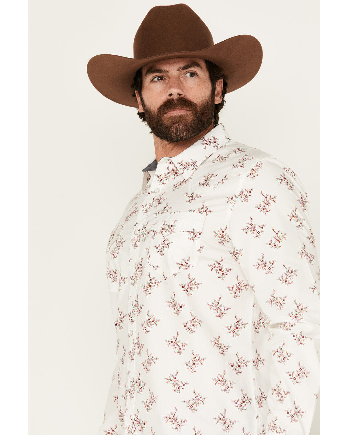 Moonshine Spirit Men's In the Light Floral Print Long Sleeve Snap Western Shirt