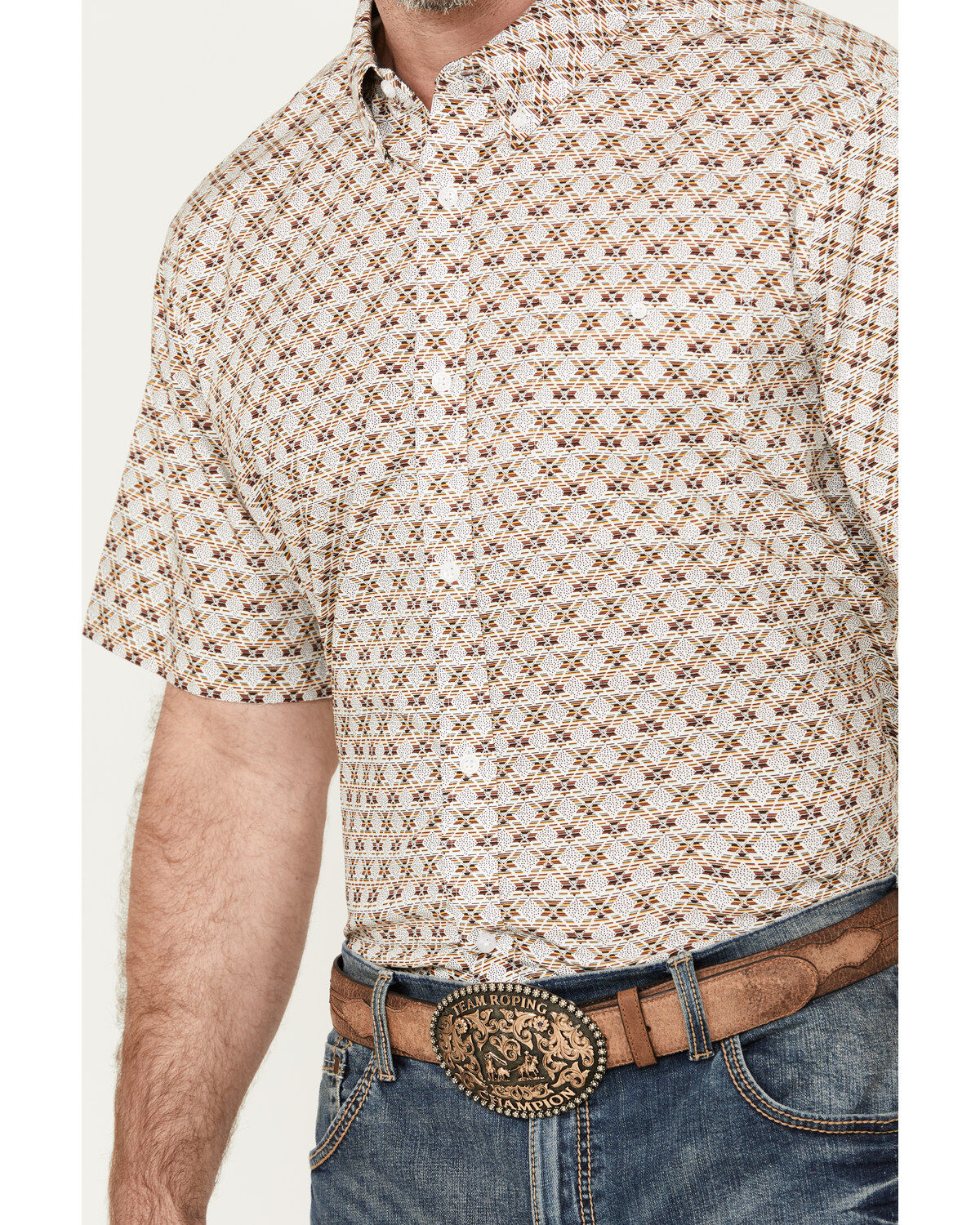 RANK 45&reg; Men's Buckaloo Print Short Sleeve Button-Down Stretch Western Shirt