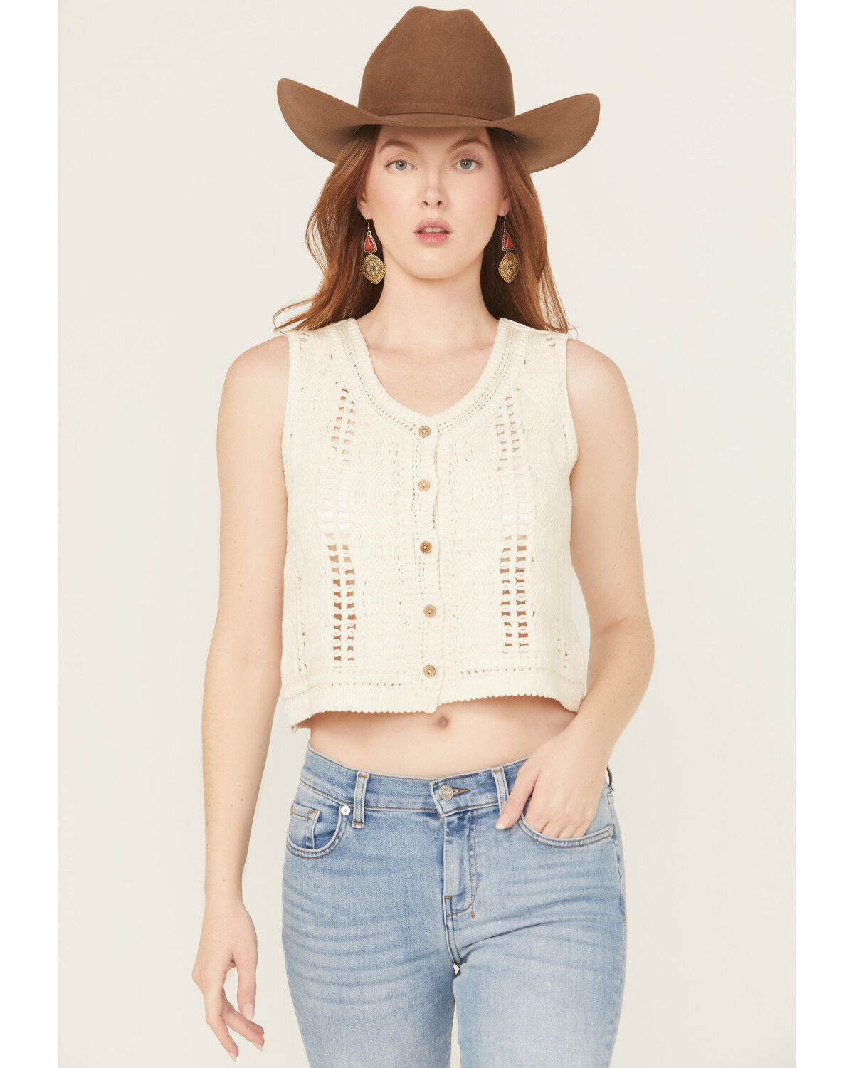 By Together Women's Rory Crochet Button-Down Vest
