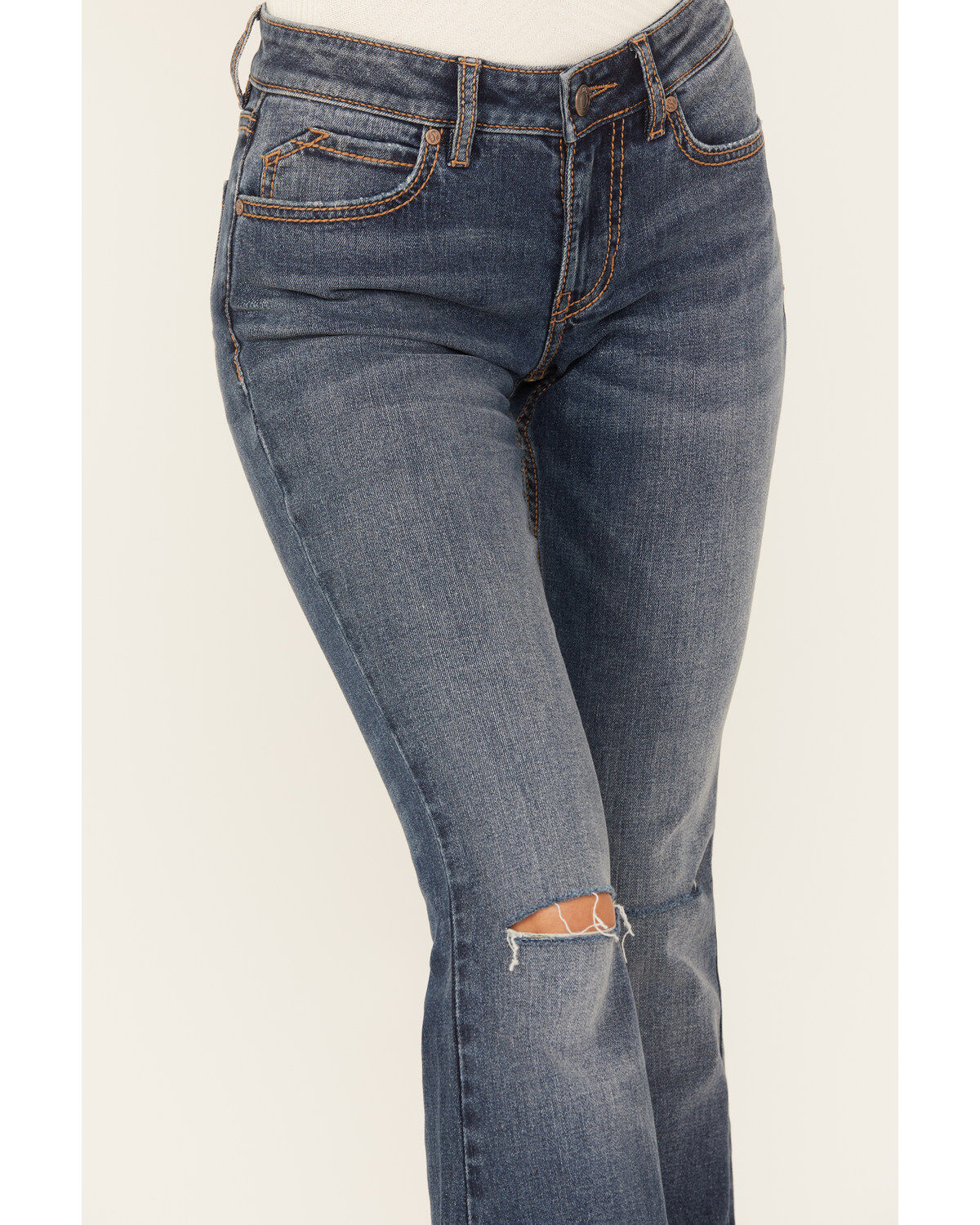 Shyanne Women's Sand Palm Medium Wash Mid Rise Stretch Flare Jeans