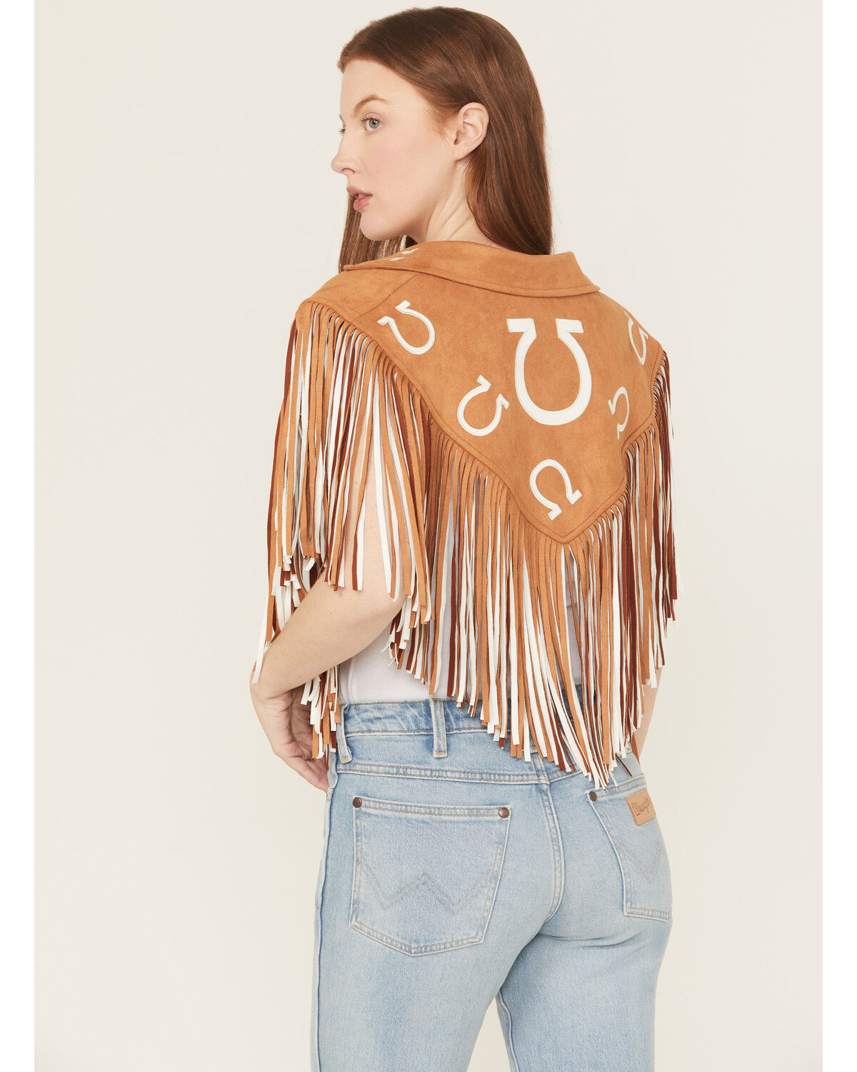 Saints & Hearts Women's Faux Suede Horseshoe Fringe Cape