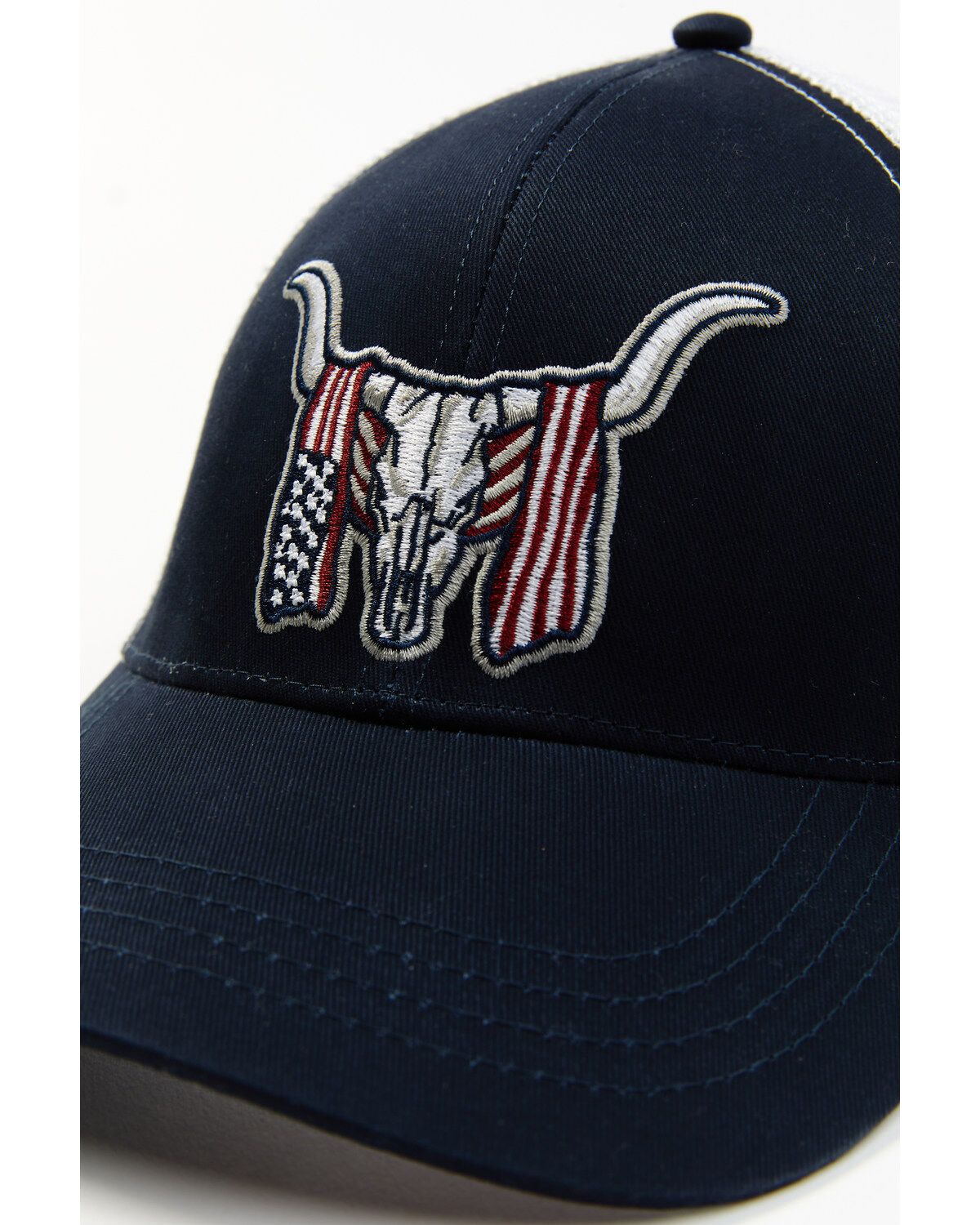 Cody James Men's Long Horn Skull Flag Embroidered Ball Cap