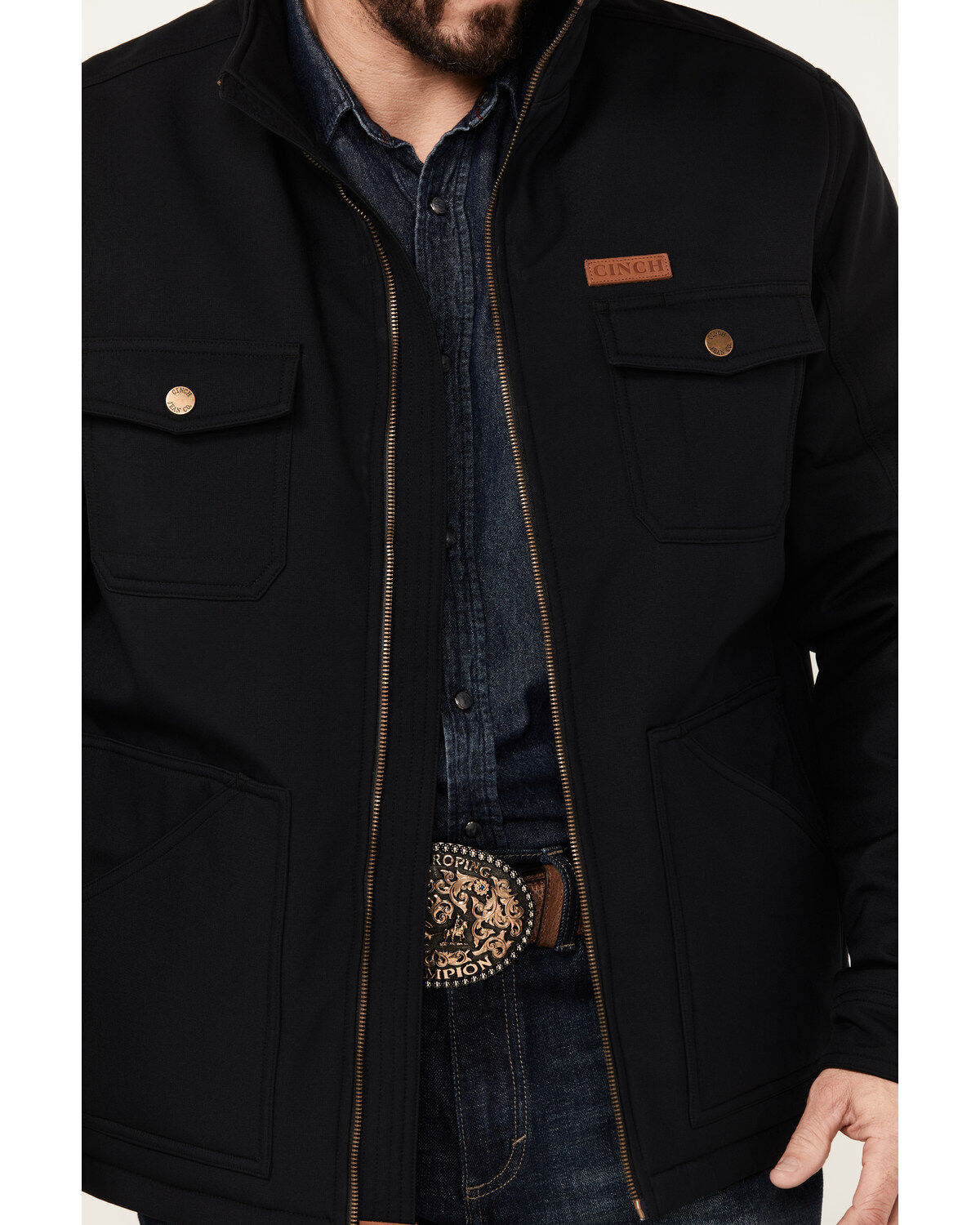 Cinch Men's Textured Poly Concealed Carry Zip Softshell Jacket