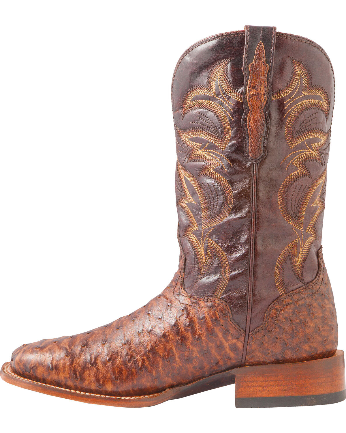 El Dorado Men's Handmade Full Quill Ostrich Stockman Boots - Broad Square Toe