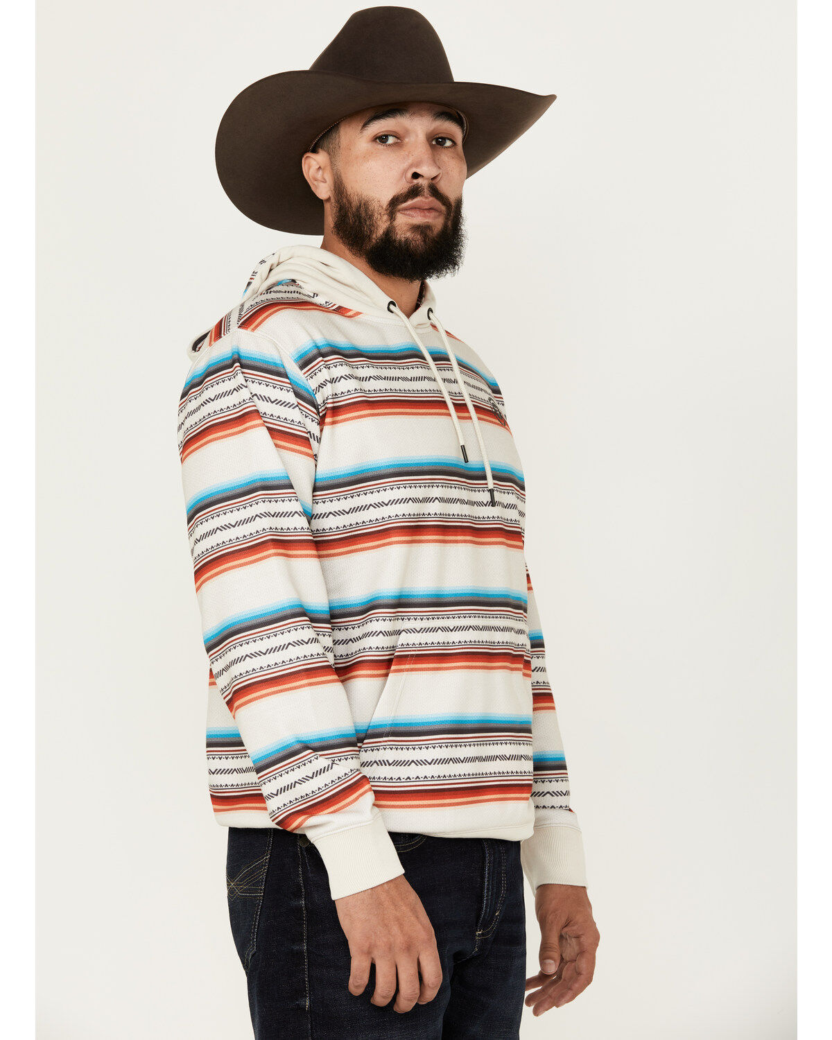 Hooey Men's Mesa Serape Striped Hooded Sweatshirt