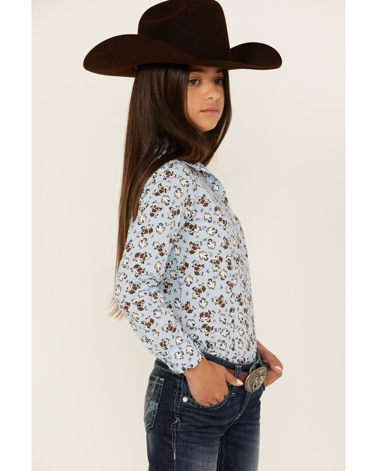 Cruel Girl Girls' Conversation Print Long Sleeve Button-Down Shirt