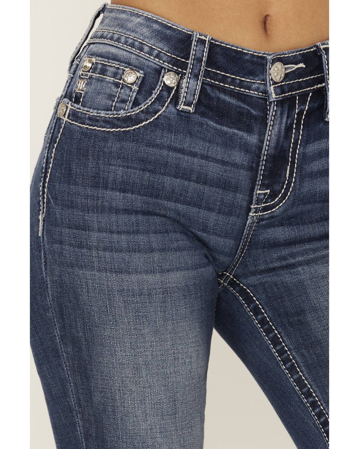 Miss Me Women's Medium Wash Americana Pocket Bootcut Stretch Denim Jeans