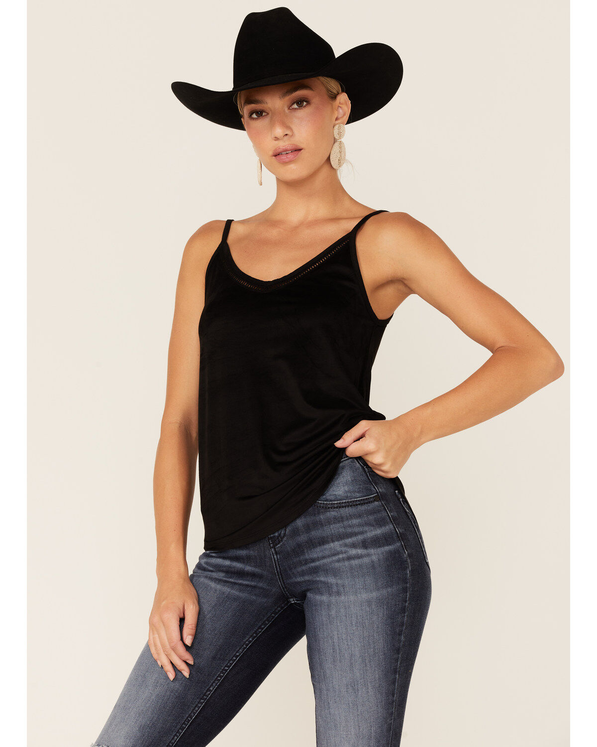 Shyanne Women's Faux Suede Latter Trim Cami