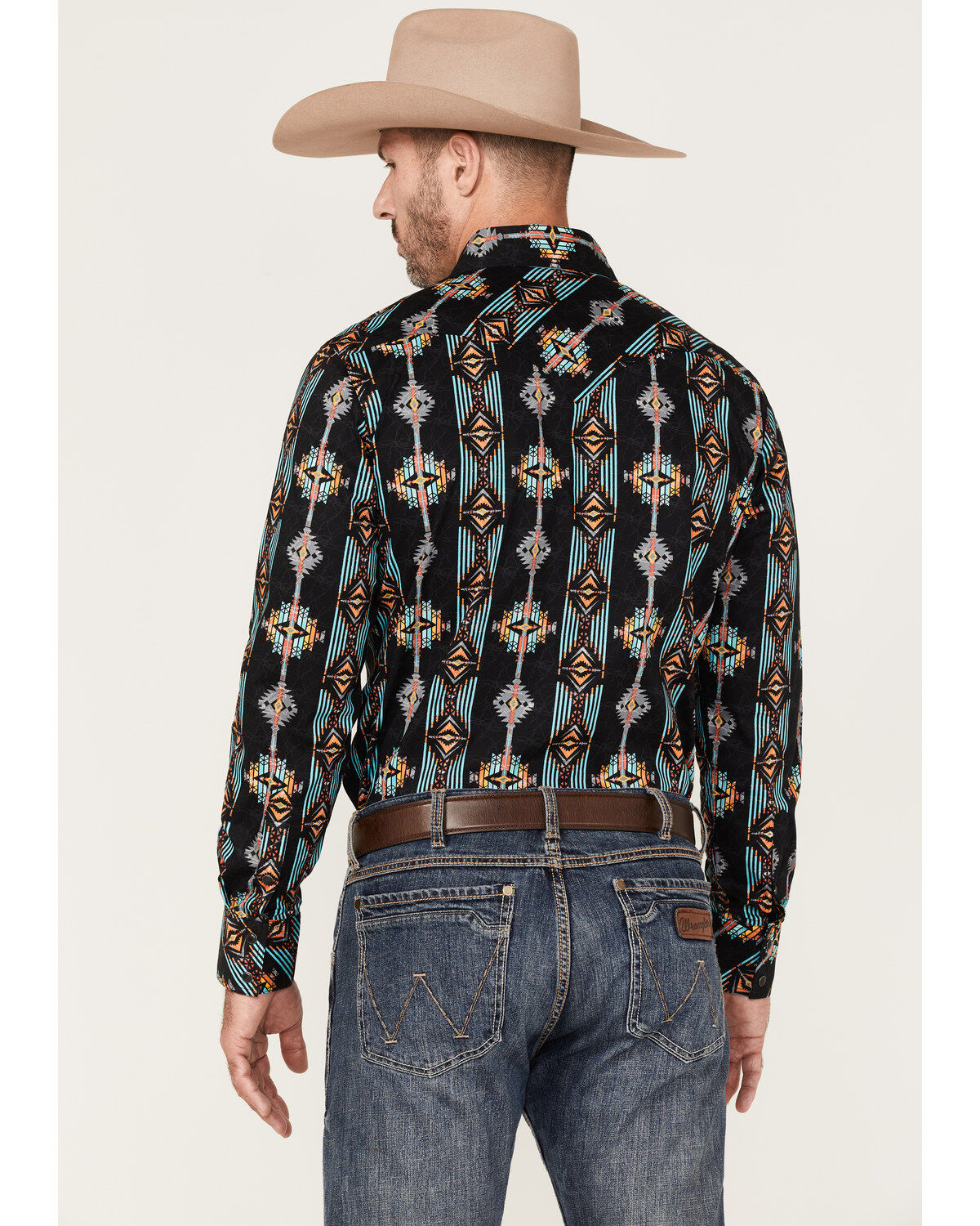 Rock & Roll Denim Men's Vertical Southwestern Print Long Sleeve Snap Western Shirt