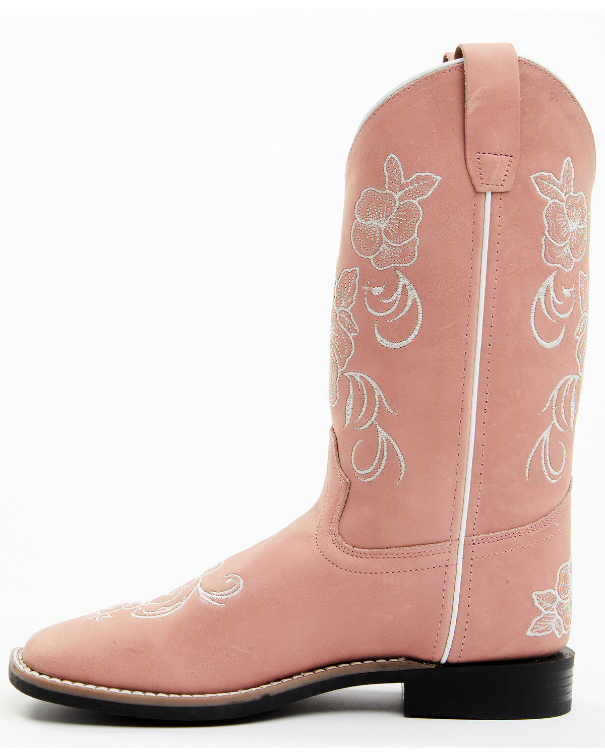 Shyanne Girls' Little Lasy Floral Embroidered Leather Western Boots - Broad Square Toe