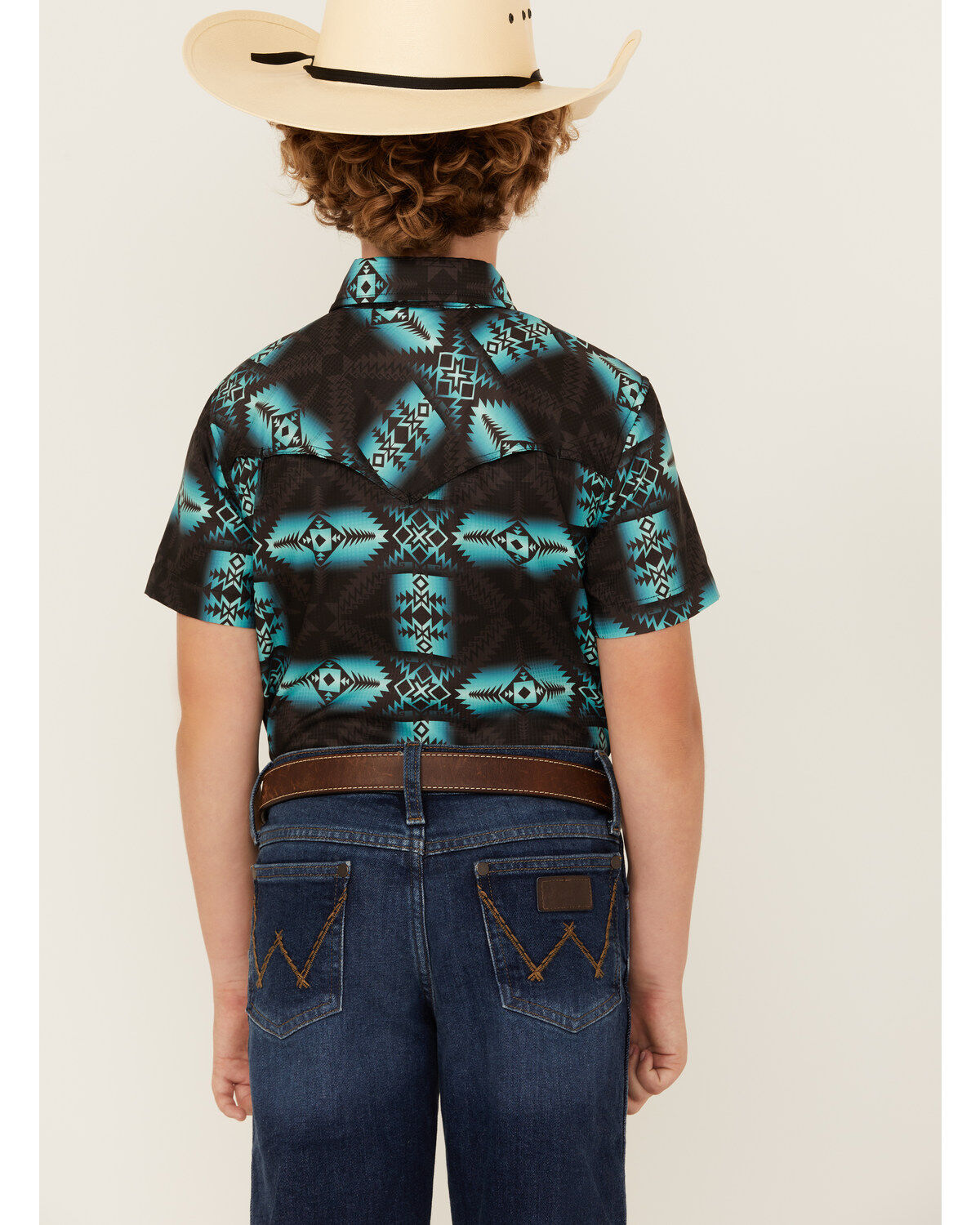 Rock & Roll Denim Boys' Southwestern Print Moisture Wicking Short Sleeve Snap Western Shirt