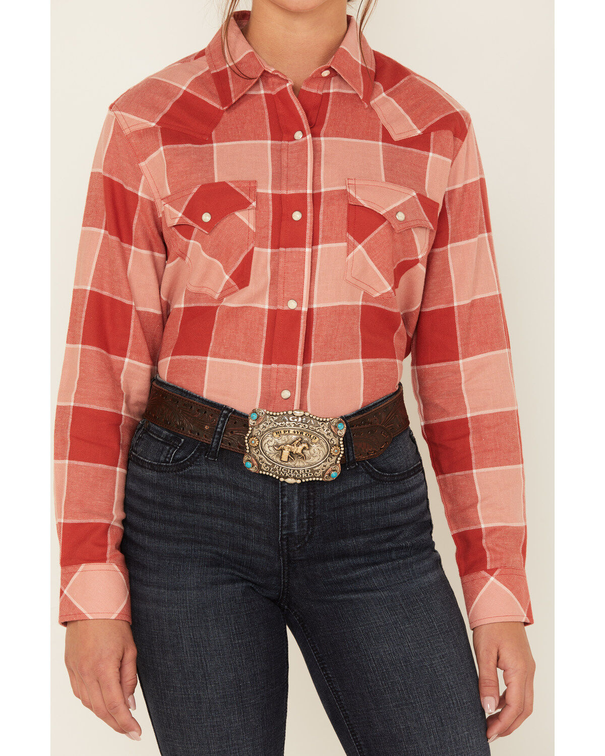 Wrangler Women's Boot Barn Exclusive Plaid Print Long Sleeve Western Flannel Pearl Snap Shirt