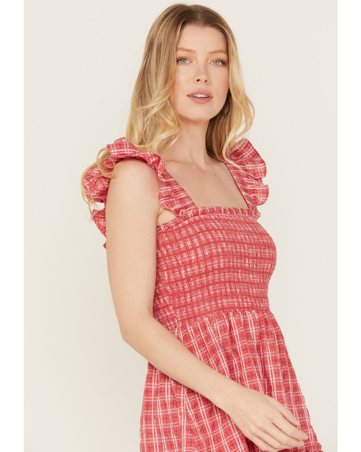 Yura Women's Smocked Checkered Mini Dress
