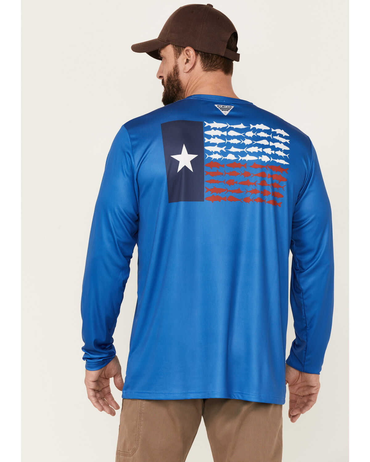 Columbia Men's Navy Tackle Texas Flag Back Graphic Long Sleeve Thermal T-Shirt