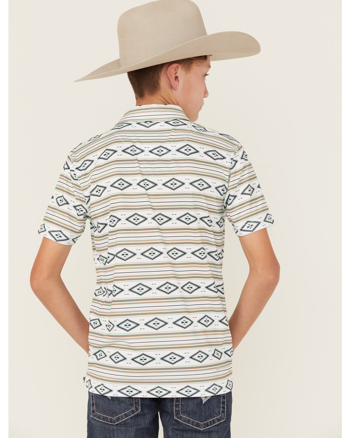 Ariat Boys' Southwestern Print Short Sleeve Button-Down Polo Shirt