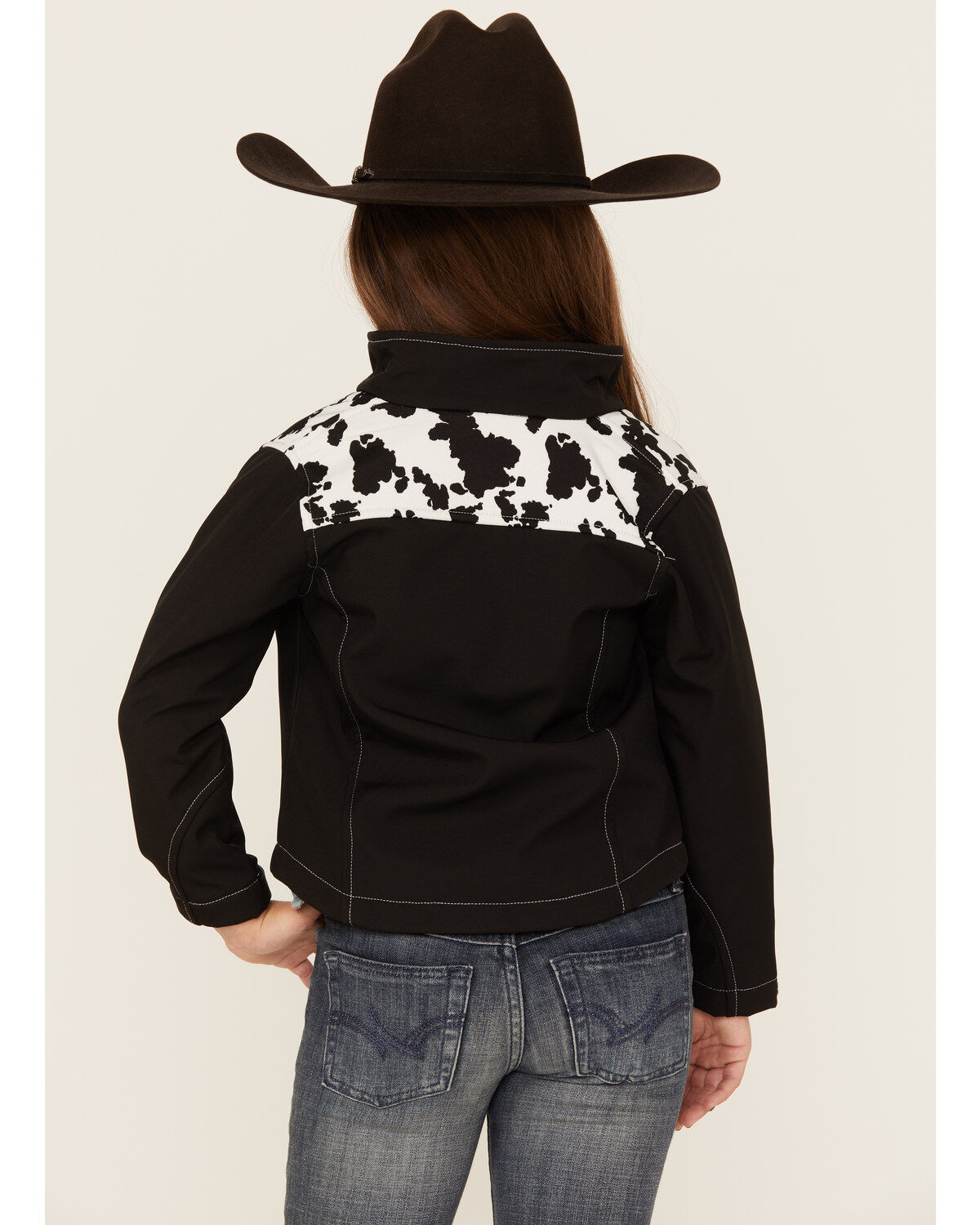 Cowgirl Hardware Girls' Cow Print Yoke Poly Shell Jacket