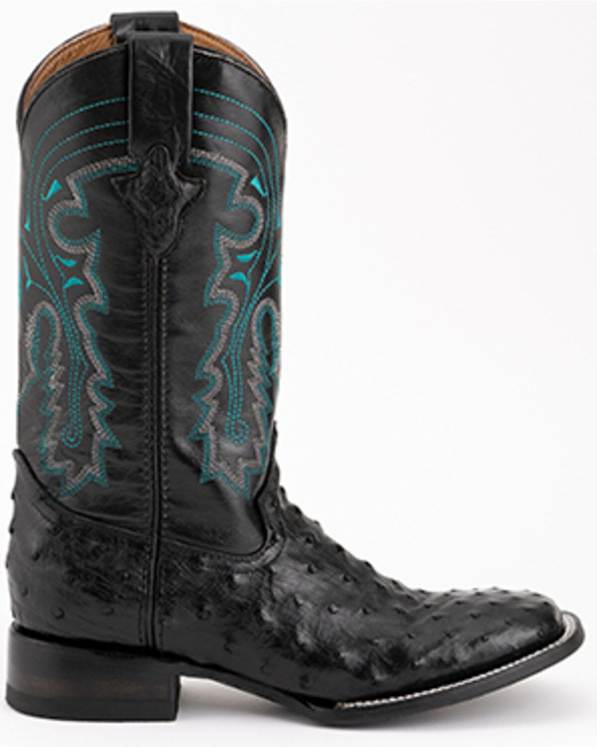 Ferrini Men's Full-Quill Ostrich Embroidered Western Boots - Broad Square Toe