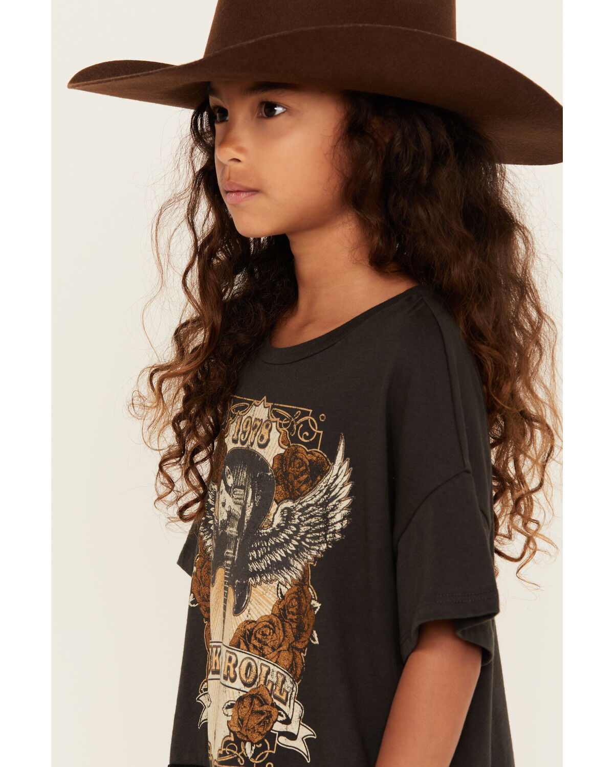 La La Land Girls' Guitar Short Sleeve Fringe Graphic Tee