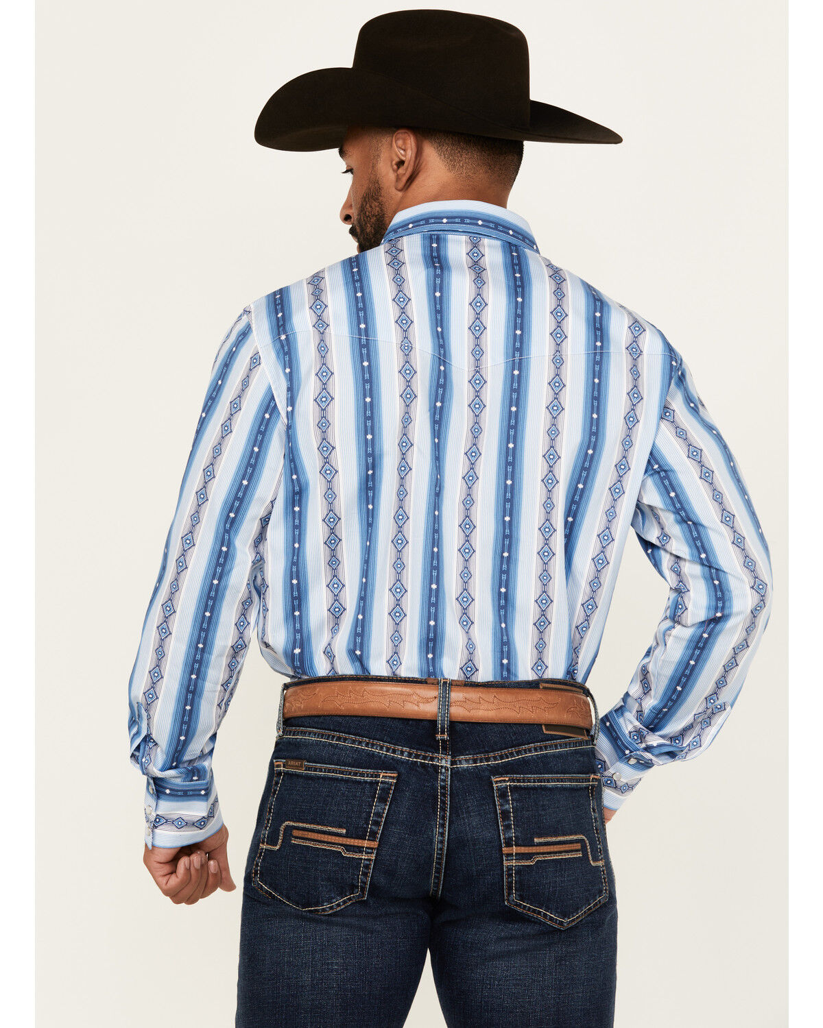 Wrangler Men's Checotah Southwestern Print Long Sleeve Snap Western Shirt - Big