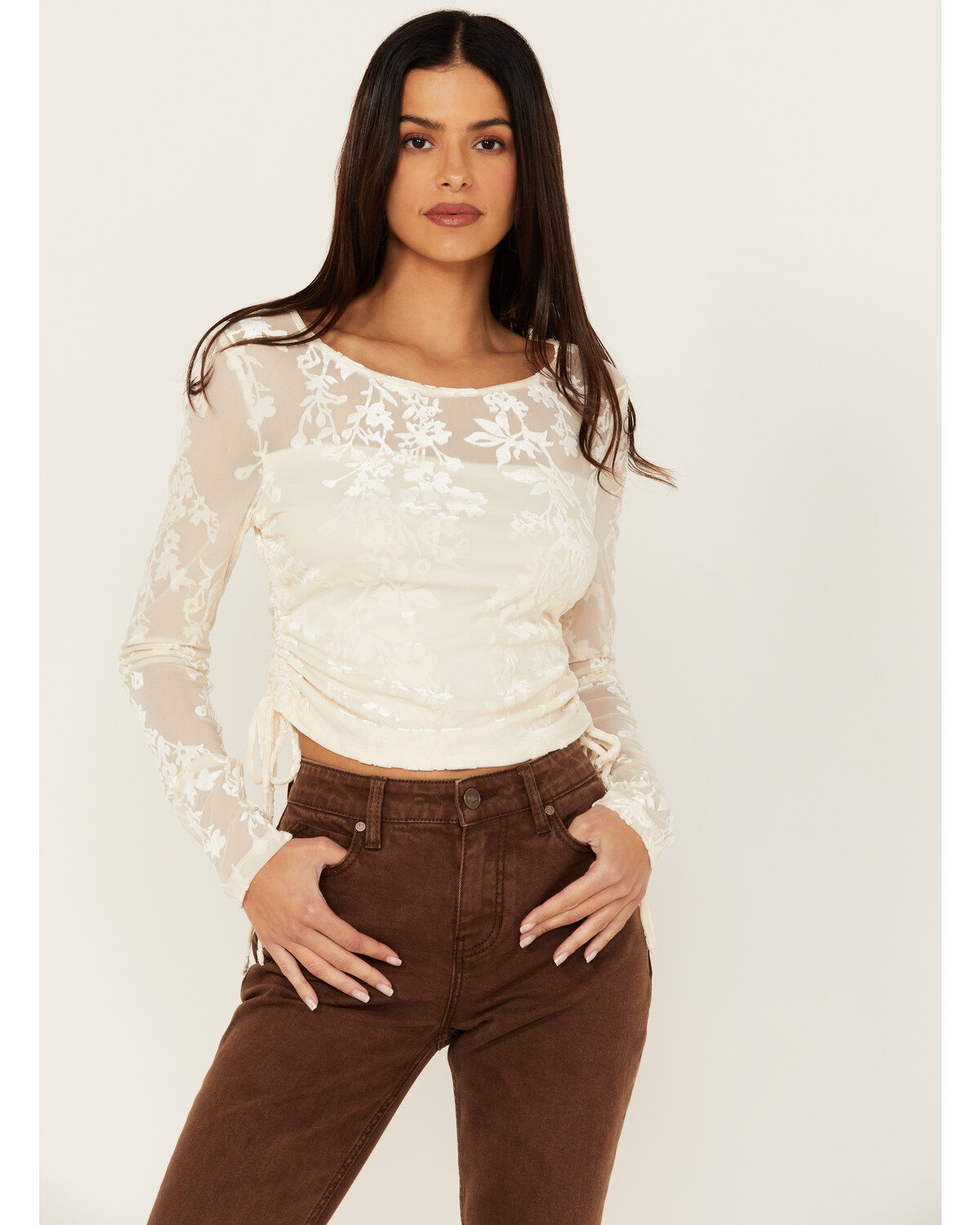 Shyanne Women's Side Tie Long Sleeve Top
