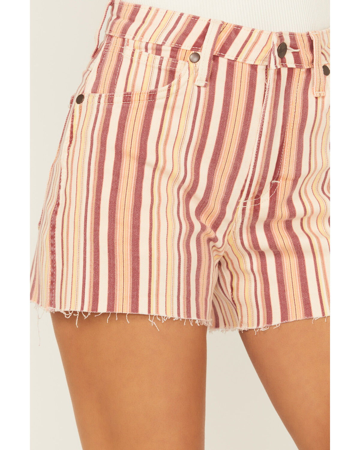 Wrangler Women's Natalie Striped High Rise Retro Cowboy Denim Shorts