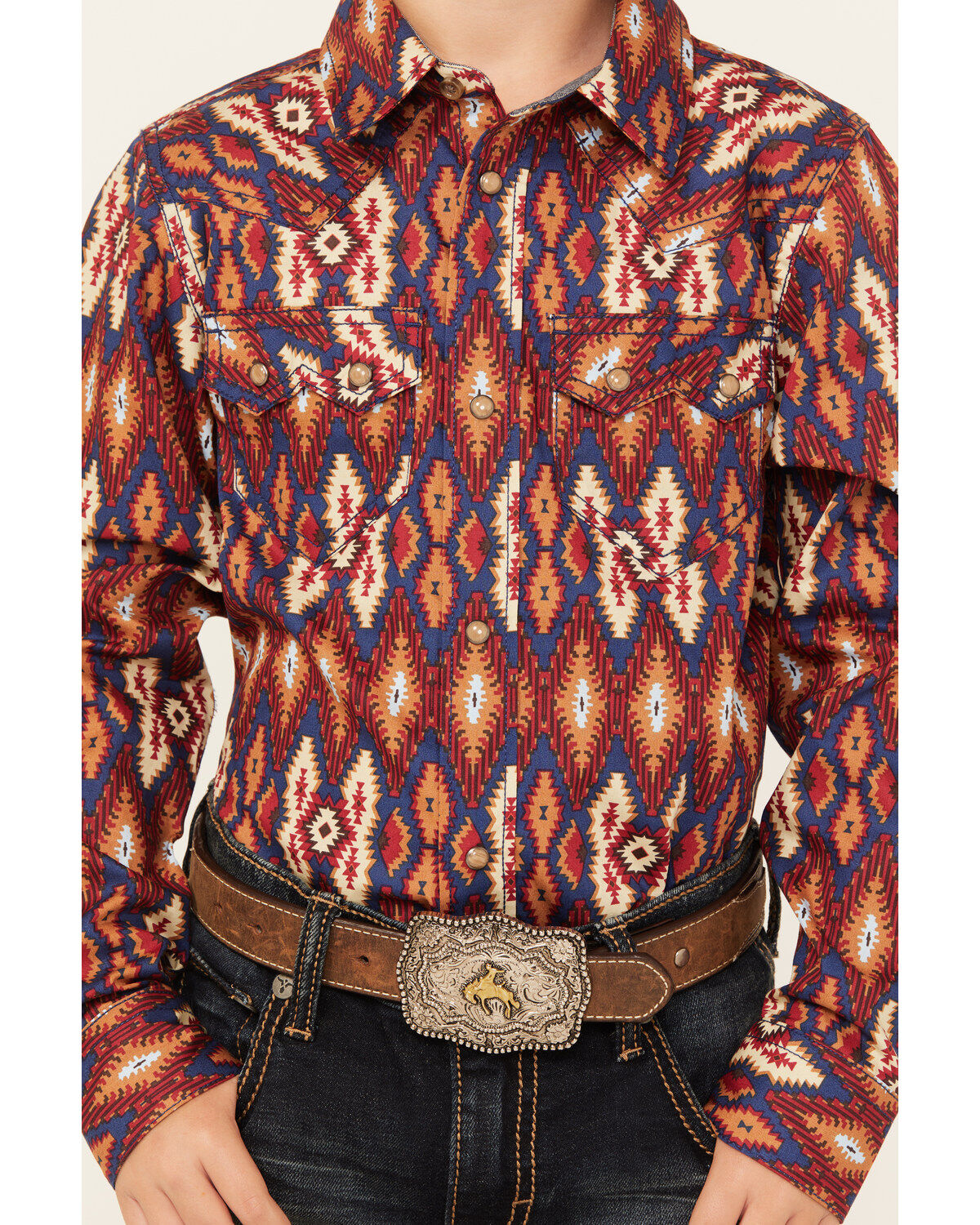 Cody James Boys' Sioux Falls Southwestern Print Long Sleeve Snap Western Shirt