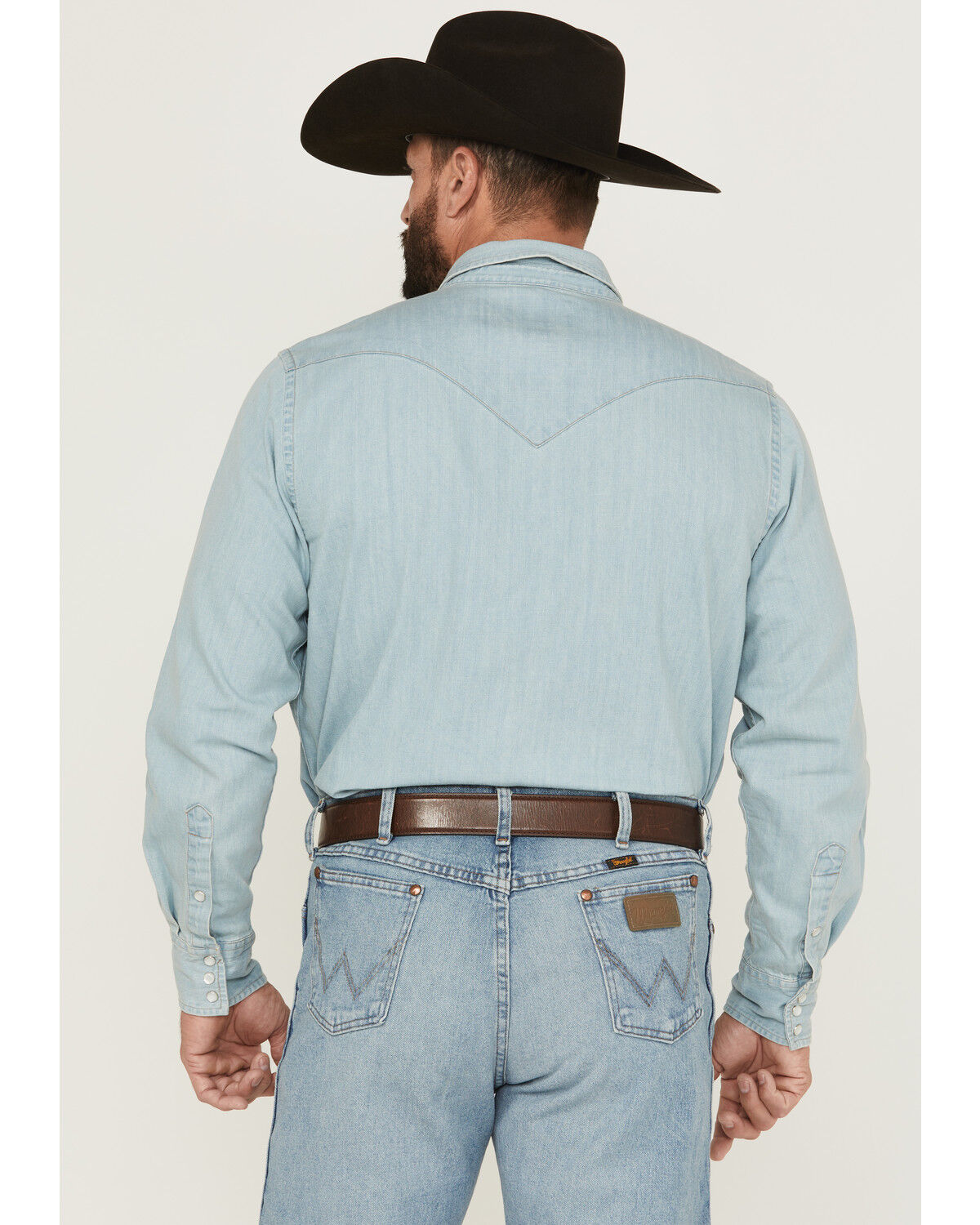 Cody James Men's Frosty Light Wash Long Sleeve Snap Denim Western Shirt - Tall