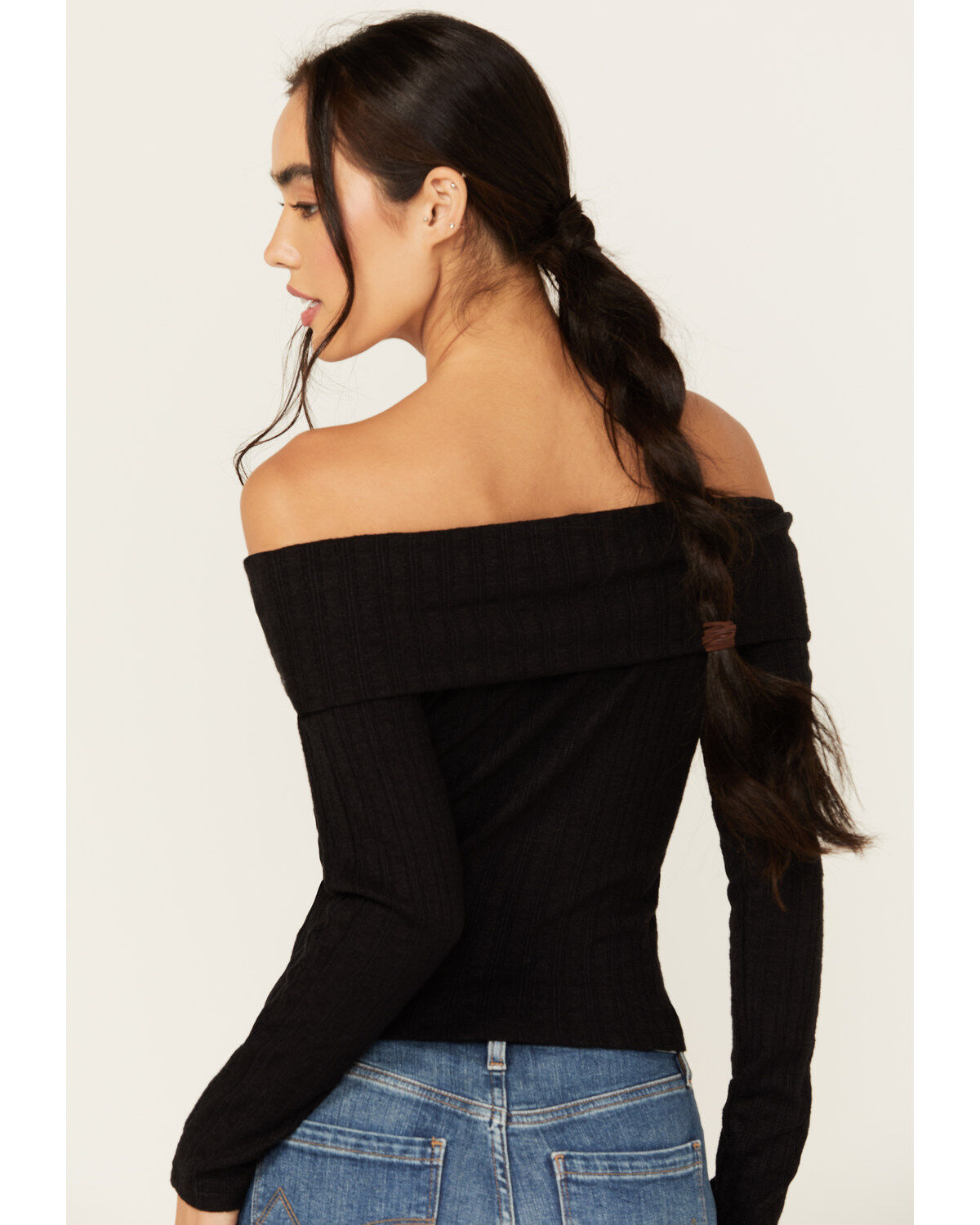 Shyanne Women's Pointelle Ribbed Off The Shoulder Top