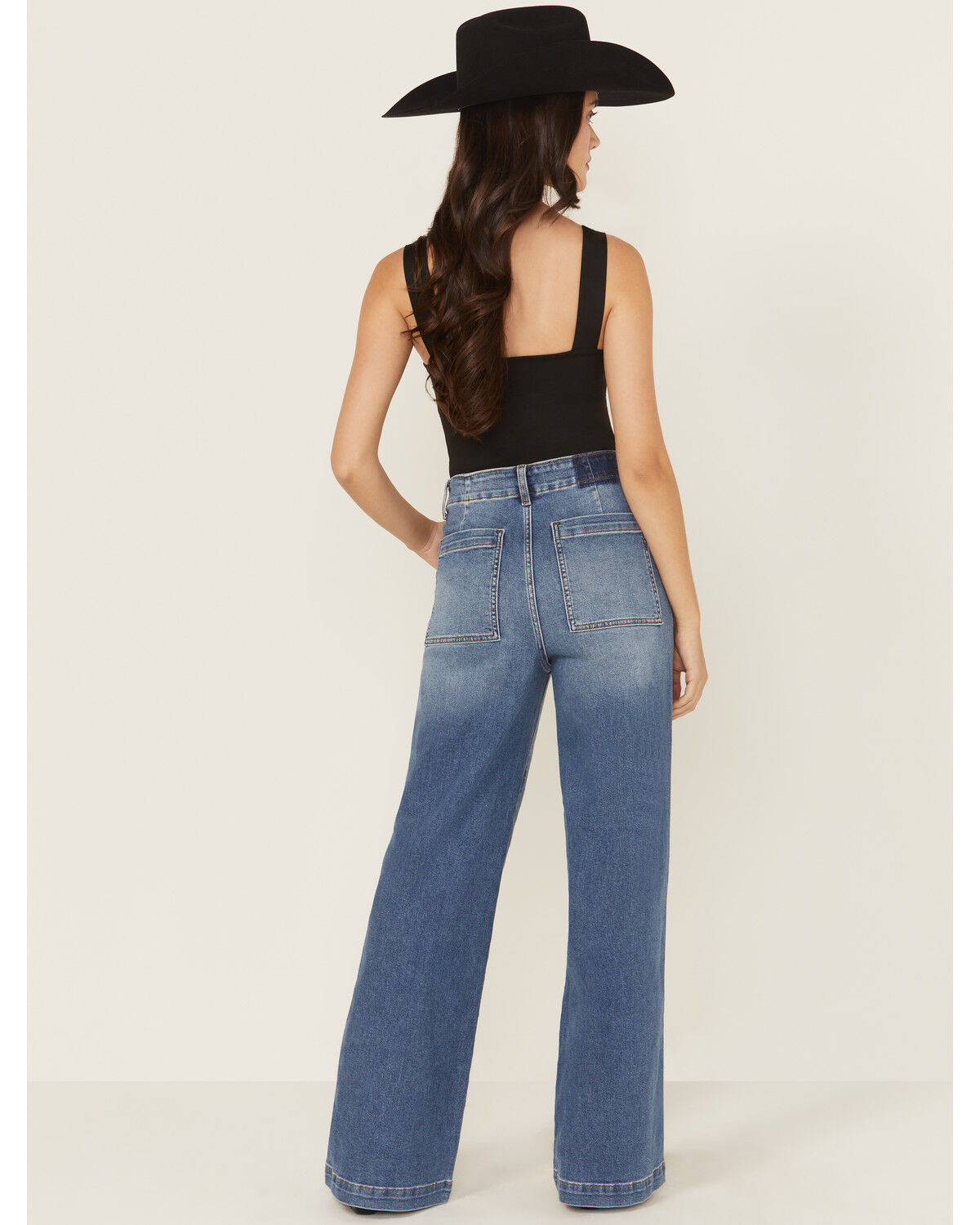 Daze Women's Far Out Medium Wash High Rise Trouser Denim Jeans