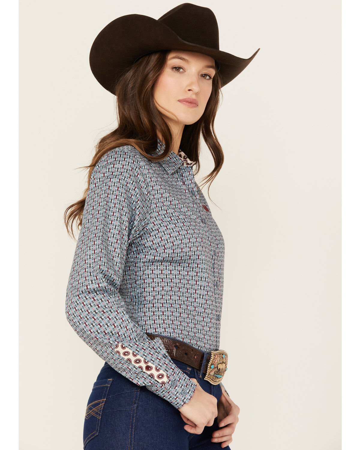 Cinch Women's Southwestern Long Sleeve Button-Down Western Shirt