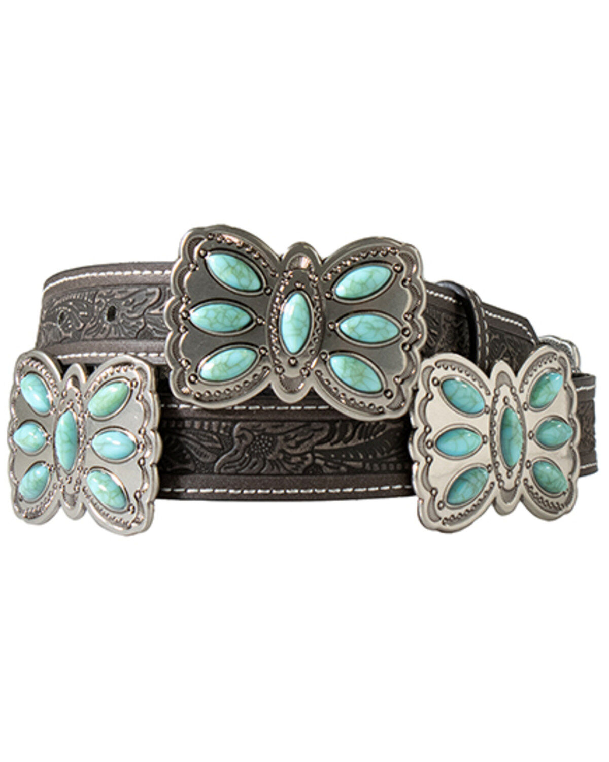 Angel Ranch Women's Floral Concho Tooled Belt