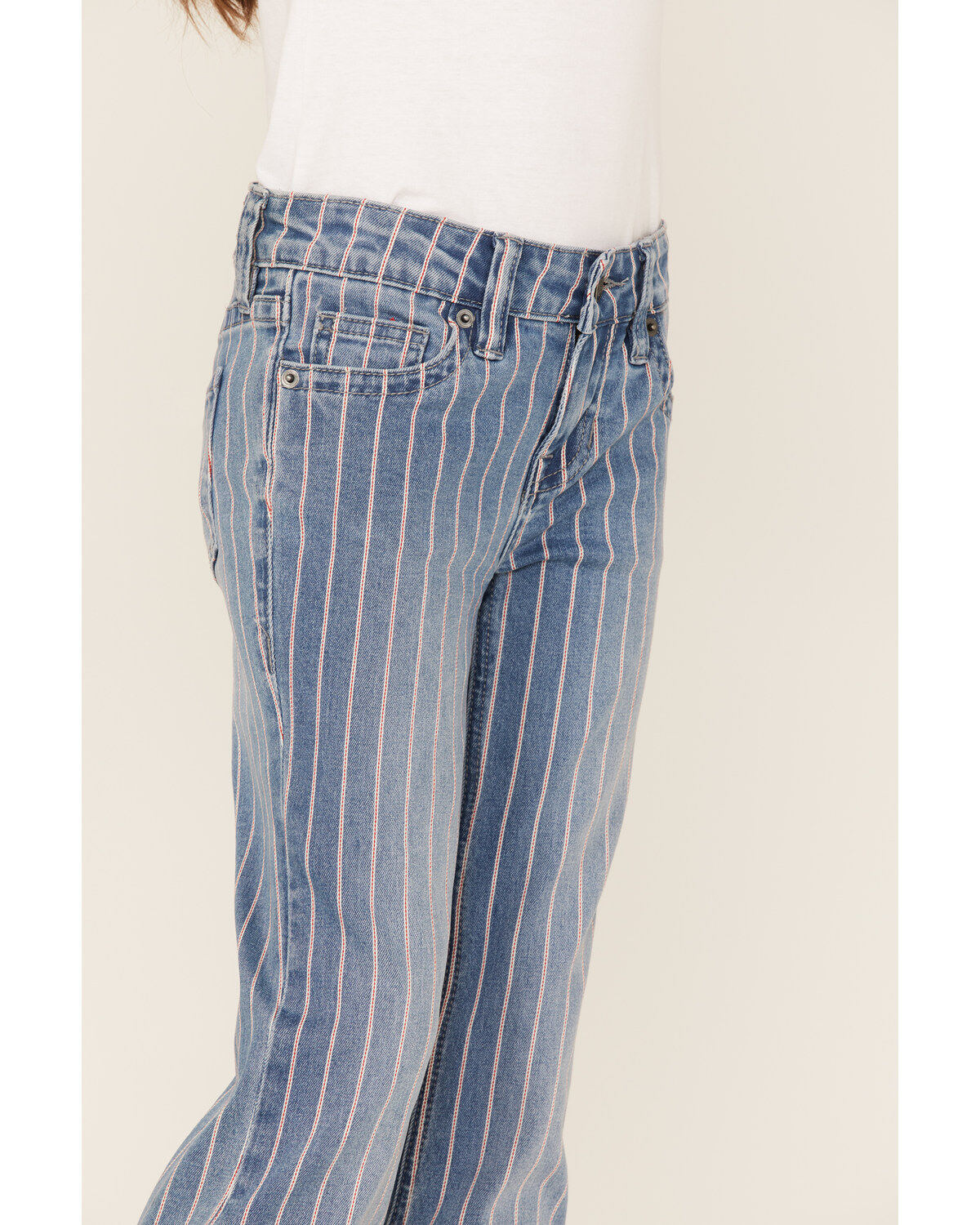 Rock & Roll Denim Girls' Striped Medium Wash Trouser Bootcut Jeans