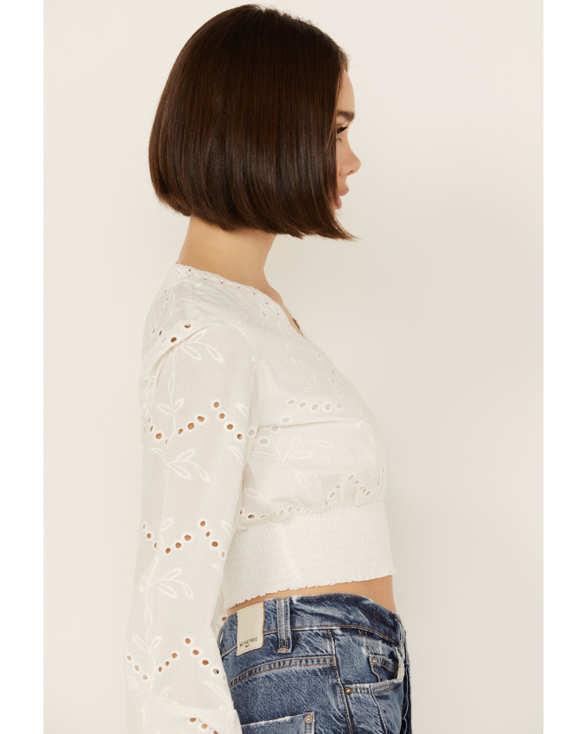 Shyanne Women's Smocked Waist Long Sleeve Crop Top