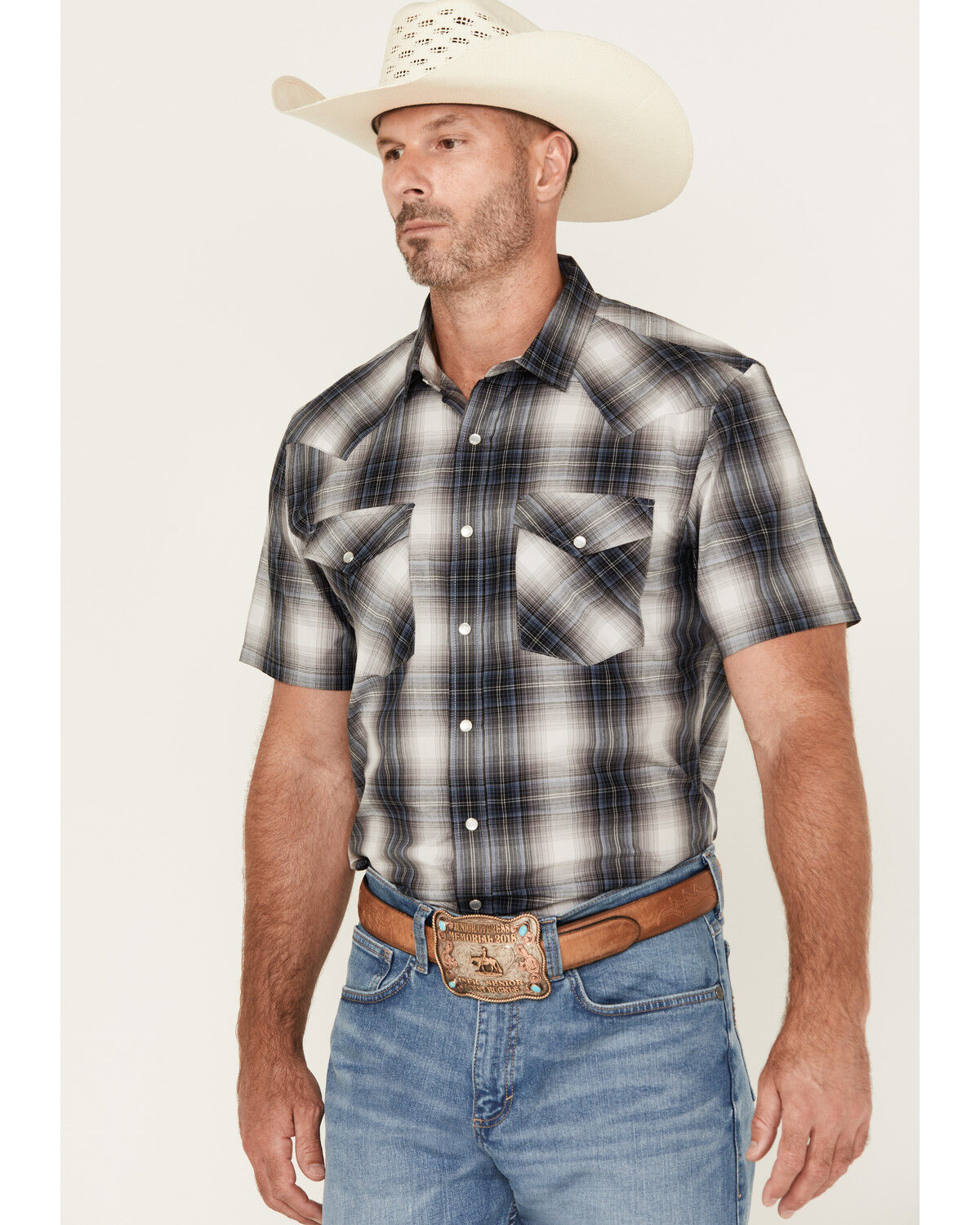 Pendleton Men's Boot Barn Exclusive Frontier Plaid Print Short Sleeve Pearl Snap Western Shirt