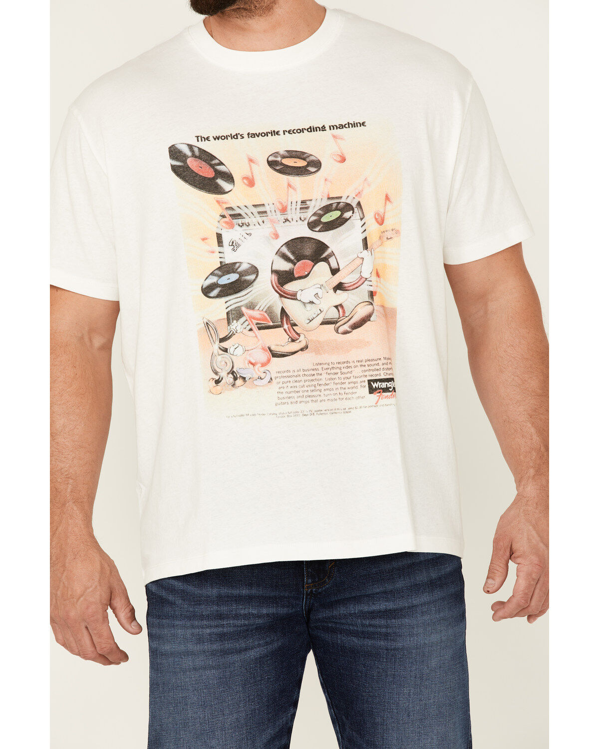 Wrangler X Fender Men's Dancing Record Vintage Graphic T-Shirt
