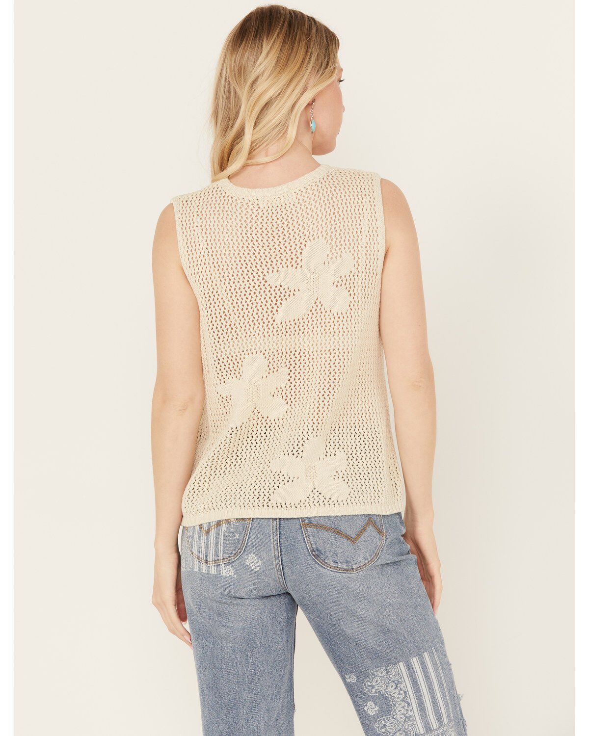 By Together Women's Floral Crochet Sleeveless Top