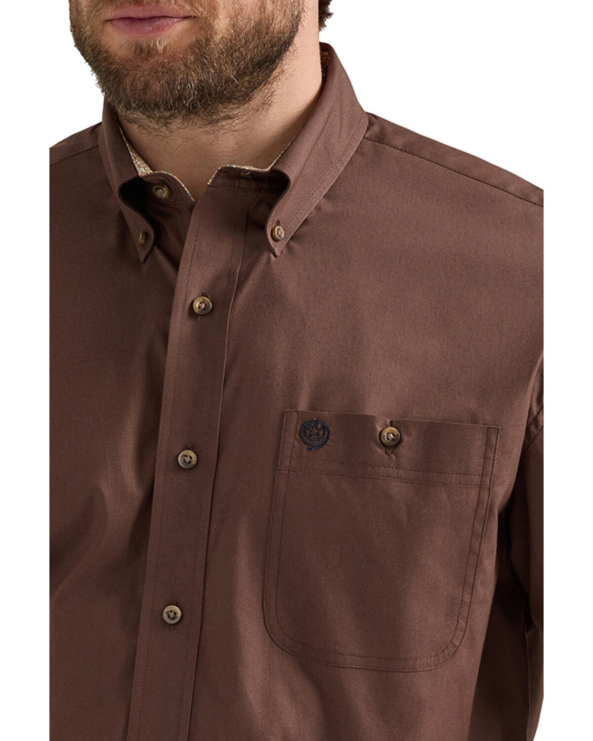 George Strait by Wrangler Men's Solid Long Sleeve Button-Down Stretch Western Shirt - Tall