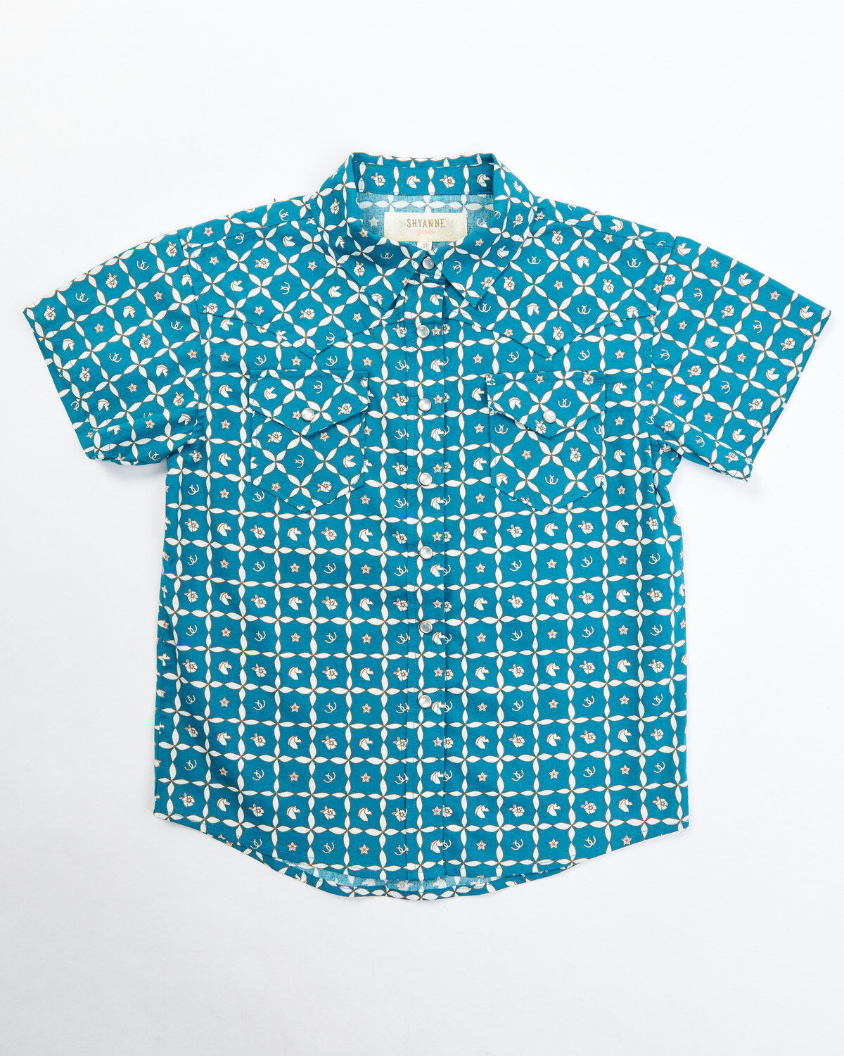 Shyanne Toddler Girls' Rodeo Print Short Sleeve Pearl Snap Shirt