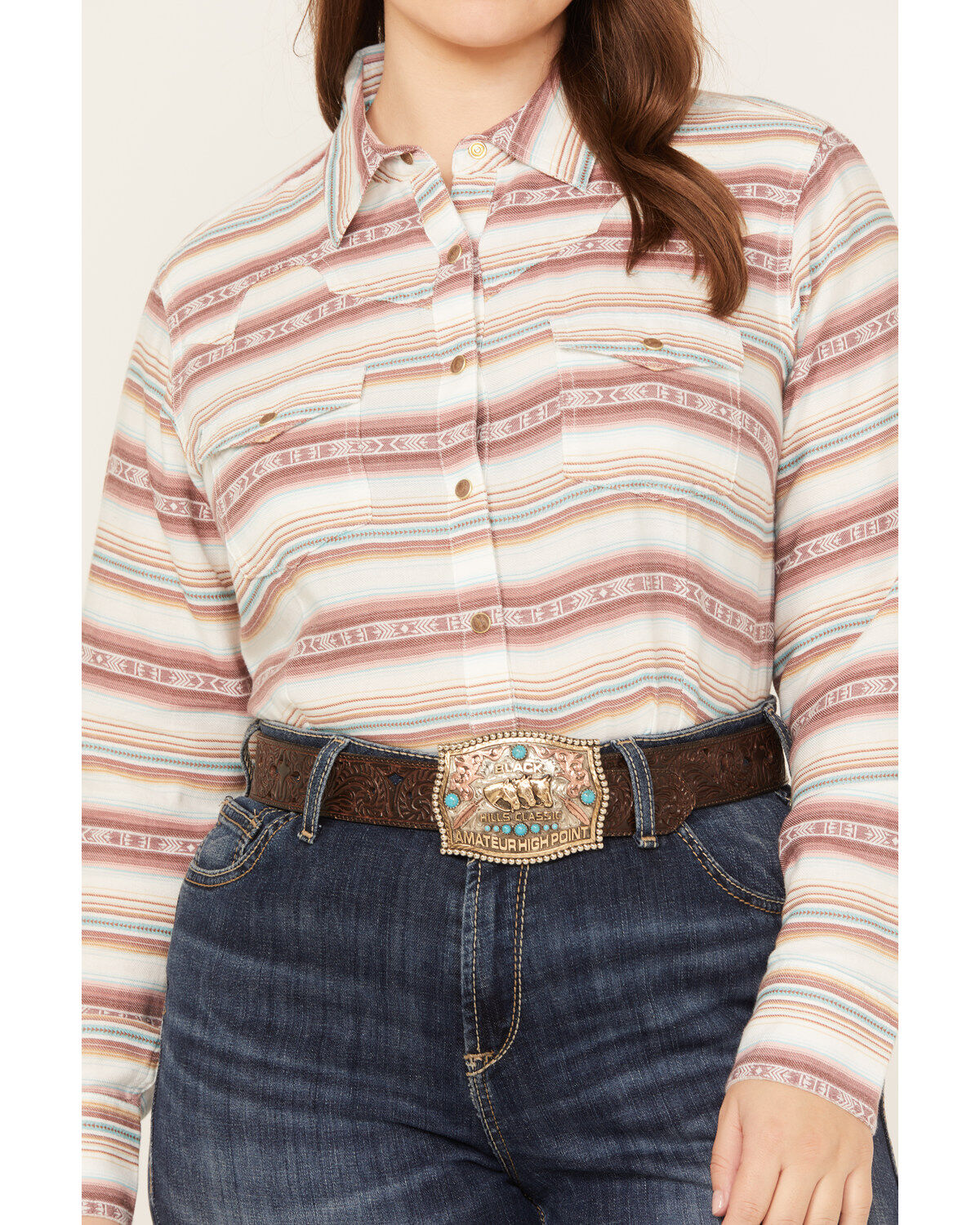 Ariat Women's R.E.A.L. Serape Jacquard Print Long Sleeve Snap Western Shirt - Plus