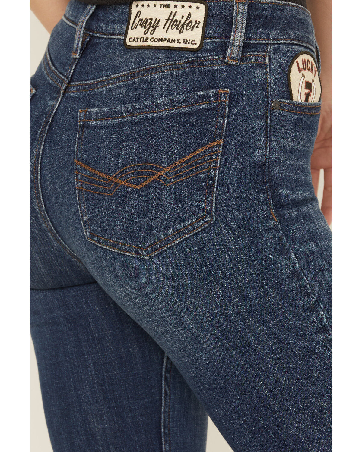 Idyllwind Women's Ellwood Dark Wash High Rise Patch Bootcut Super Stretch Denim Jeans