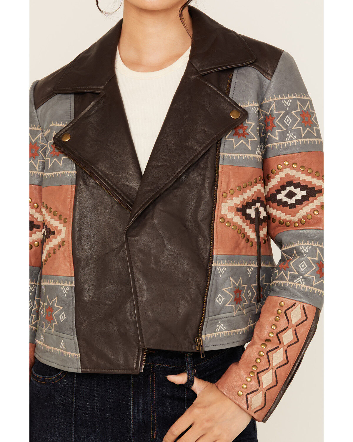 Shyanne Women's Embellished and Embroidered Leather Jacket