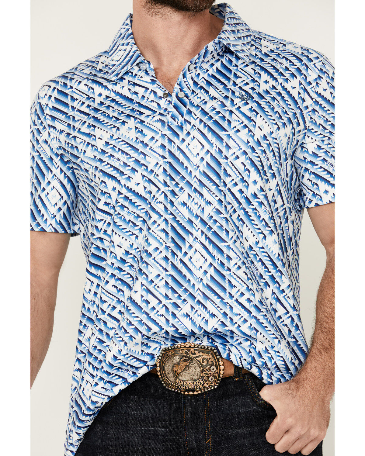 Panhandle Men's Southwestern Print Short Sleeve Performance Polo Shirt