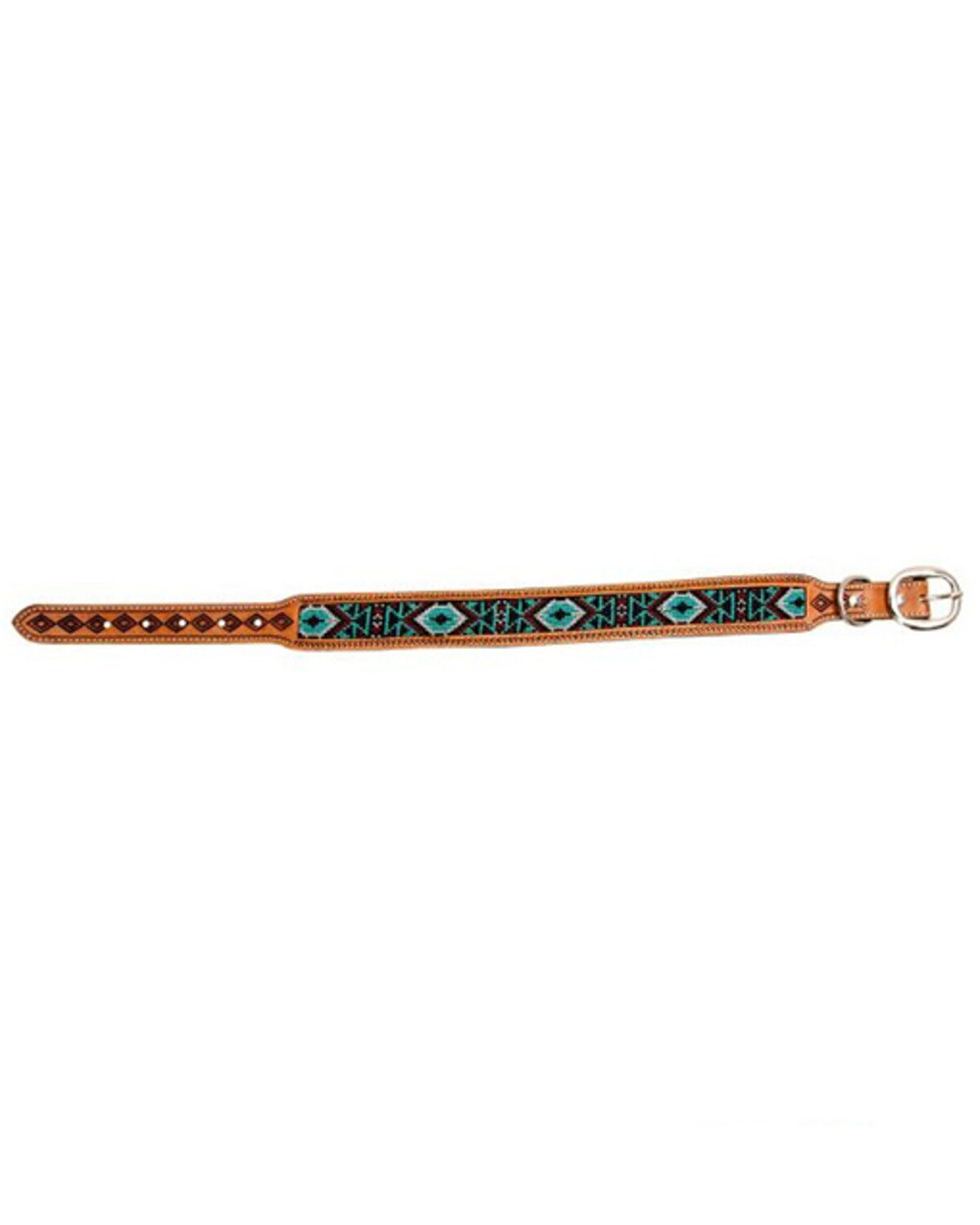 Myra Bag Whizter Hand-Tooled Beaded Dog Collar