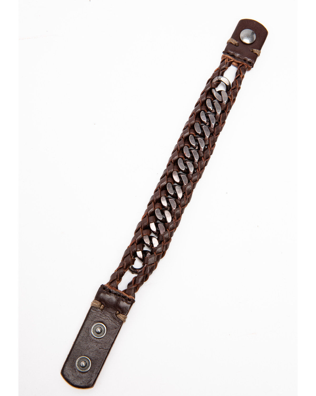 Moonshine Spirit Men's Metal Inlay Narrow Leather Cuff