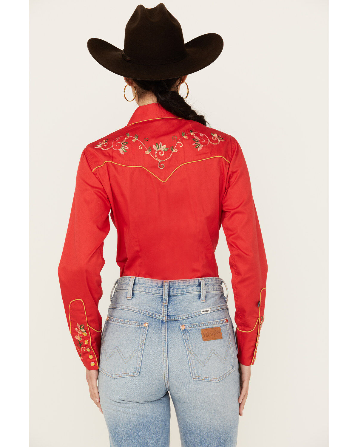 Rockmount Ranchwear Women's Floral Embroidered Long Sleeve Pearl Snap Western Shirt