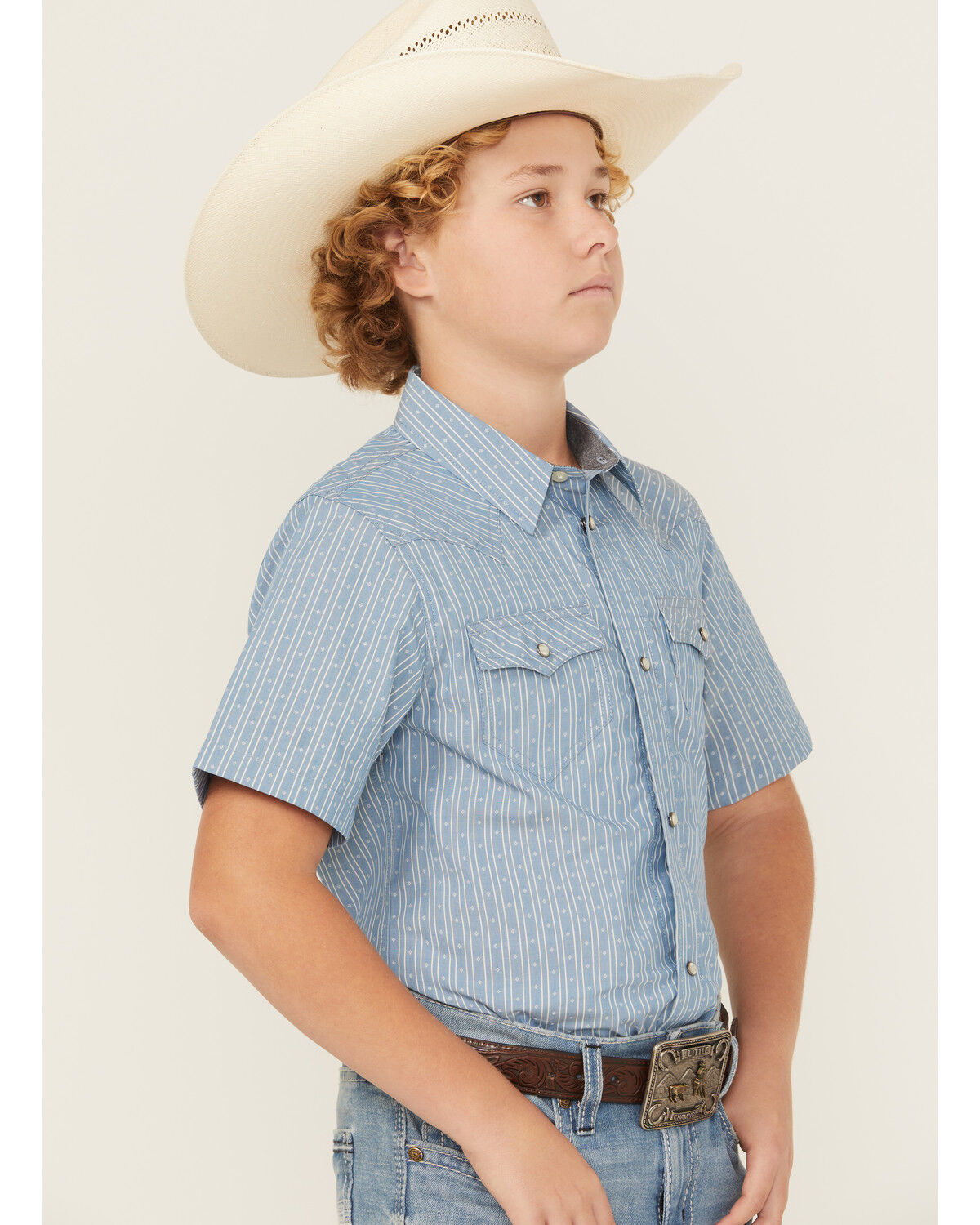 Cody James Boys' Cowboy Way Striped Print Short Sleeve Snap Western Shirt