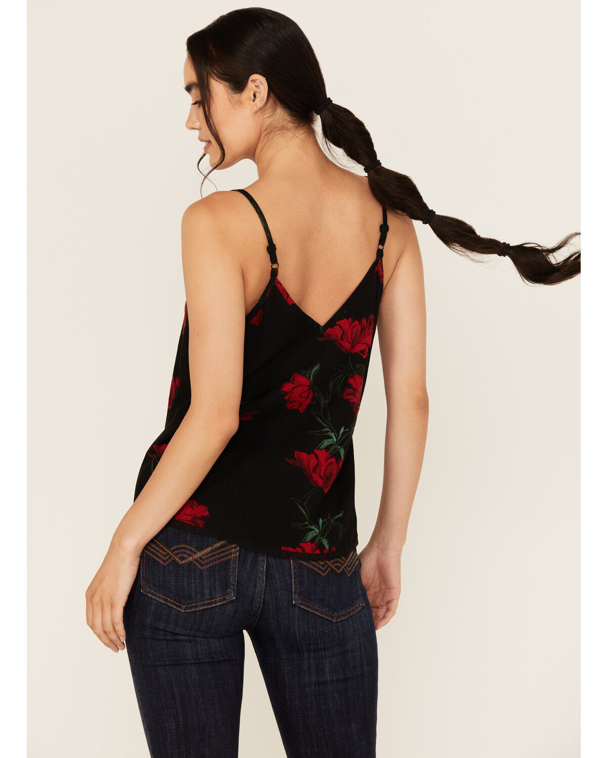 Idyllwind Women's Chase Floral Print Lace Trim Cami Tank