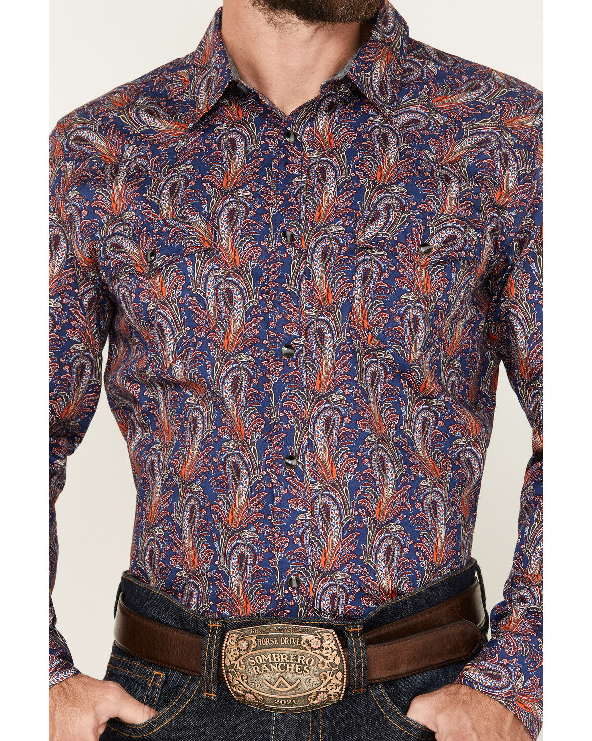 Cody James Men's Jefferson Paisley Print Long Sleeve Snap Western Shirt - Tall